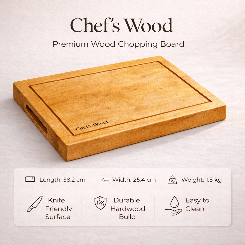 Chef’s Wood SolidCut Pro™ – 1.5 Inch Thick Tamarind Wood Cutting Board, High Density Heavy Duty Butcher Block (15 × 12 Inch)