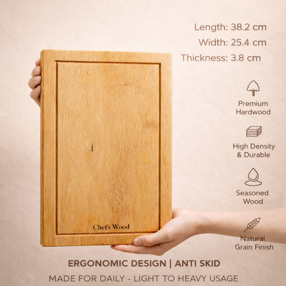 Chef’s Wood SolidCut Pro™ – 1.5 Inch Thick Tamarind Wood Cutting Board, High Density Heavy Duty Butcher Block (15 × 12 Inch)