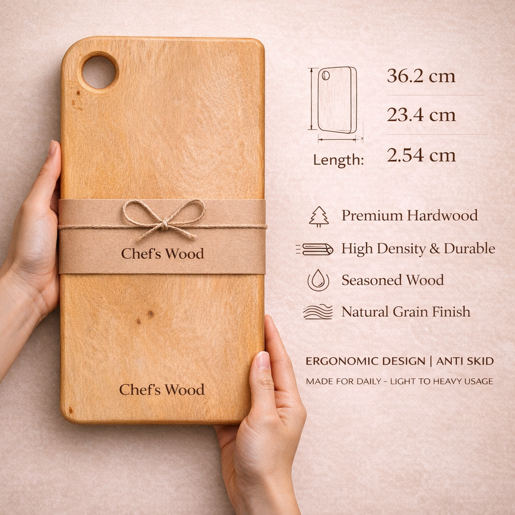 Chef’s Wood PrimeCut™ Tamarind Cutting Board – 1 Inch Thick, Heavy Duty, High Density Solid Wood Block